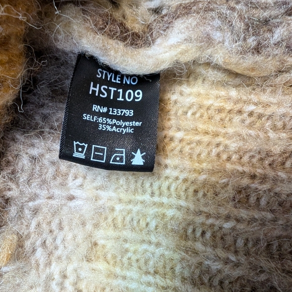 POL Ombre Fuzzy Cropped Sweater Brown Tan Cream oversized Cozy Fall Vibe - Picture 5 of 7